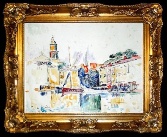 framed  Paul Signac French Port of St. Tropez, ta009-2